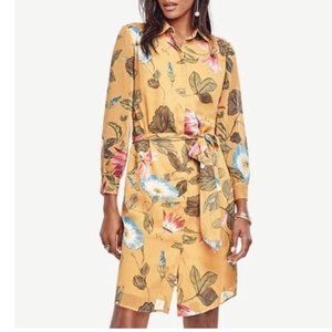 Ann Taylor Yellow Floral Shirt Dress